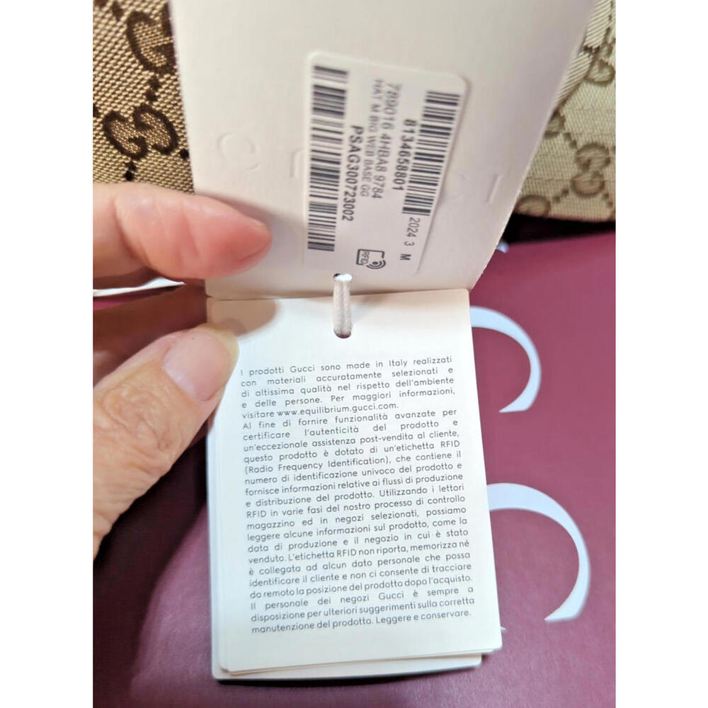 NWT! GUCCI Original GG Beige & Ebony canvas baseball hat with Web Stripe Size M - Picture 8 of 16